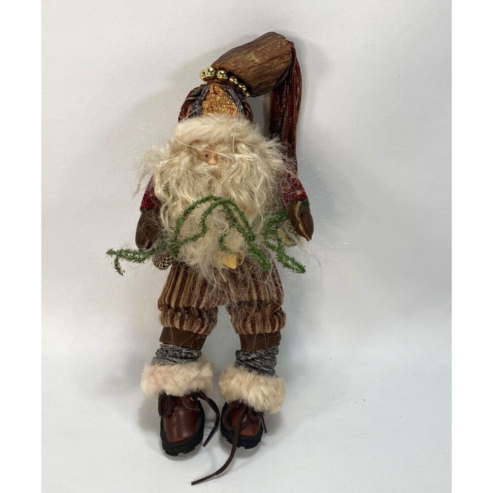 Old World Folk Art St Nick Santa Rustic Velvet Ethnic Garland 12" Christmas Doll